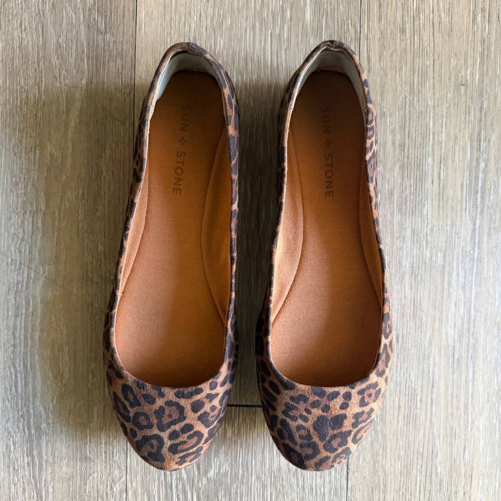 Sun + Stone Leopard Print Ballet Flats Animal Print Round Toe Size 8 Whimsigoth